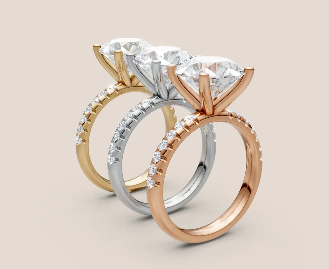 4ct Round Ring Side Diamond thumbnail 4