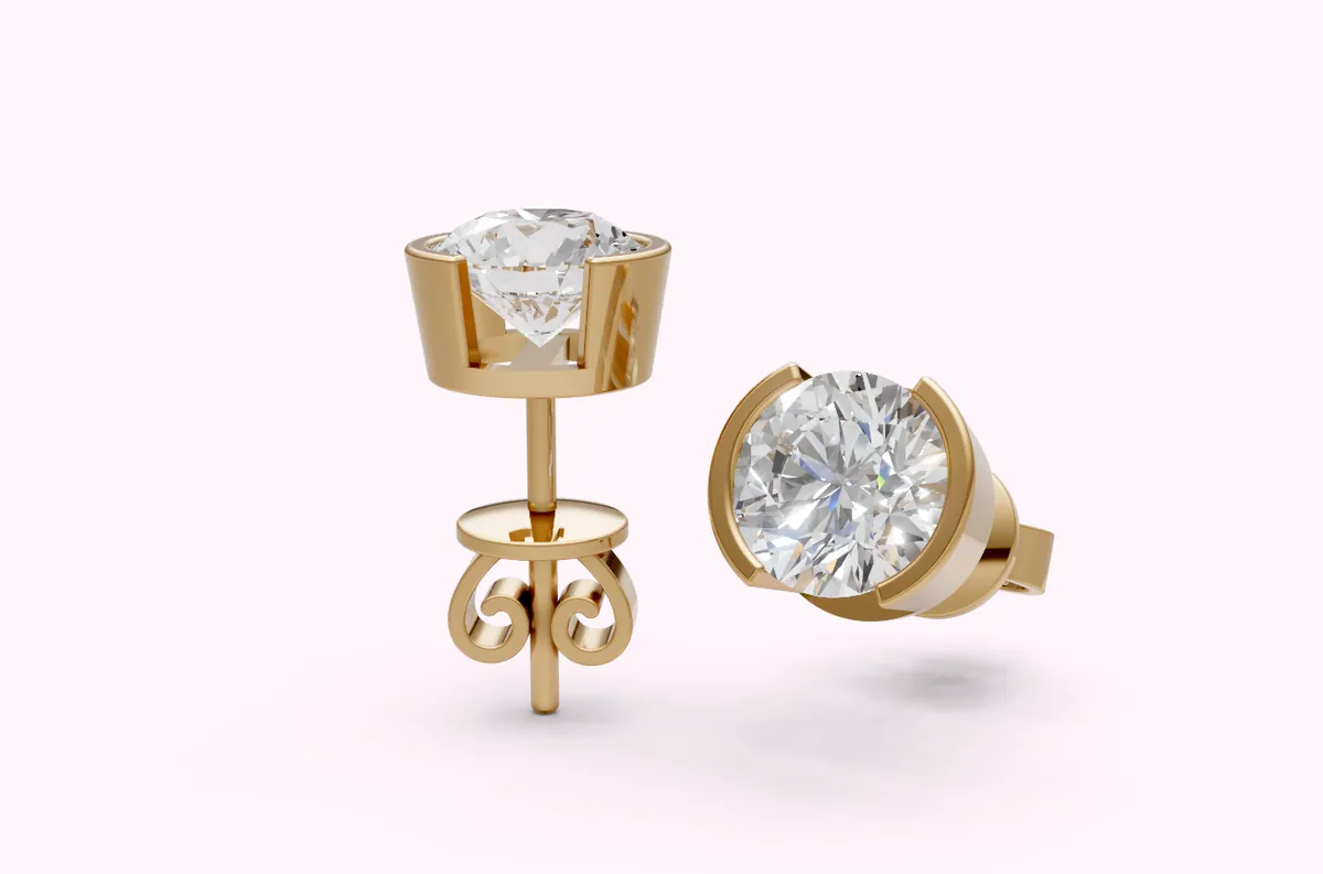 Bezel-Cut Round Stud Earrings — 18K gold earrings by RUT GOLD