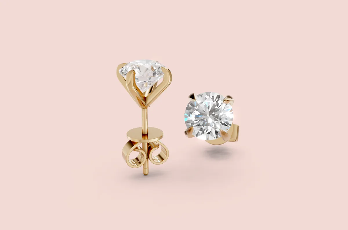 Martini Round Stud Earrings — 18K gold earrings by RUT GOLD — view 1