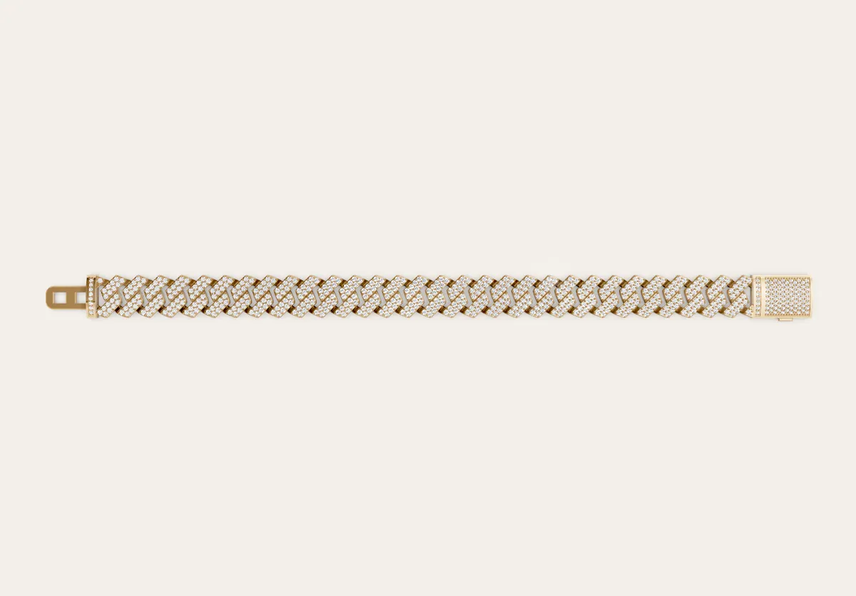 Diamond Cuban Bracelet — 18K gold men's by RUT GOLD — view 3