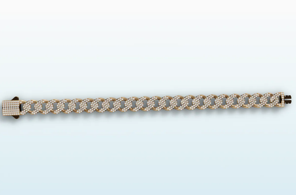 Diamond Cuban Bracelet — 18K gold men's by RUT GOLD — view 5