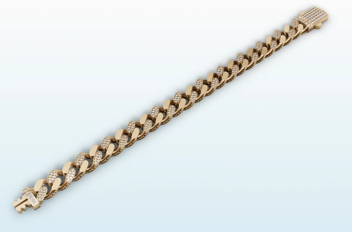 Diamond Cuban Bracelet — 18K gold men's by RUT GOLD