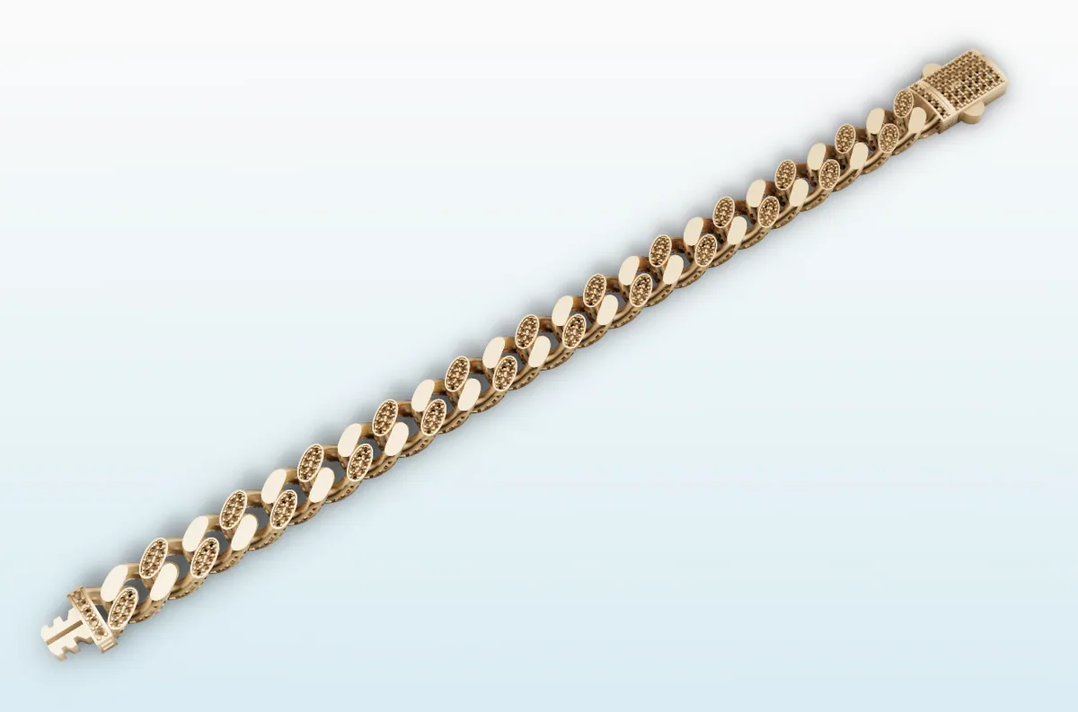 Diamond Cuban Bracelet — 18K gold men's by RUT GOLD — view 4