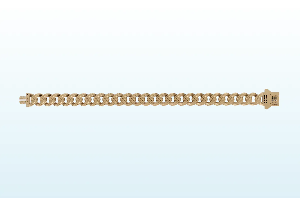 Diamond Cuban Bracelet — 18K gold men's by RUT GOLD — view 3