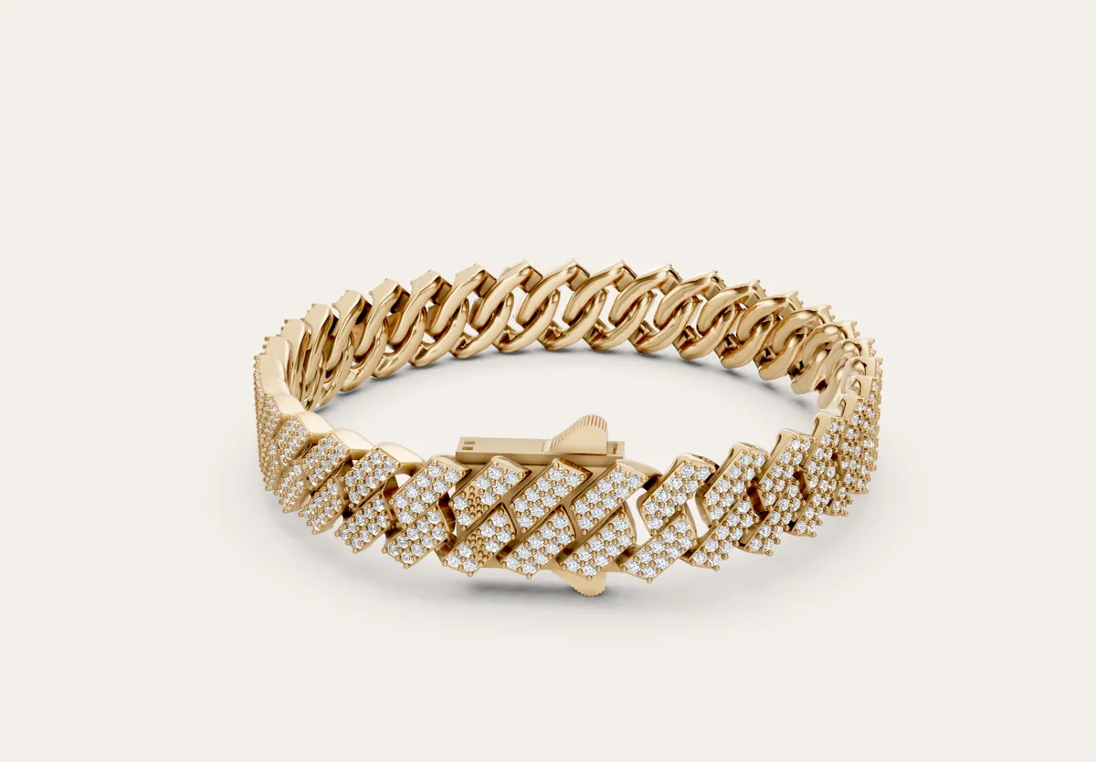 Diamond Cuban Bracelet — 18K gold men's by RUT GOLD