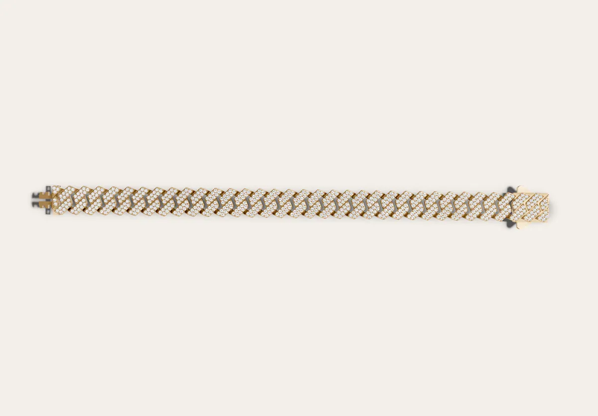 Diamond Cuban Bracelet — 18K gold men's by RUT GOLD — view 3
