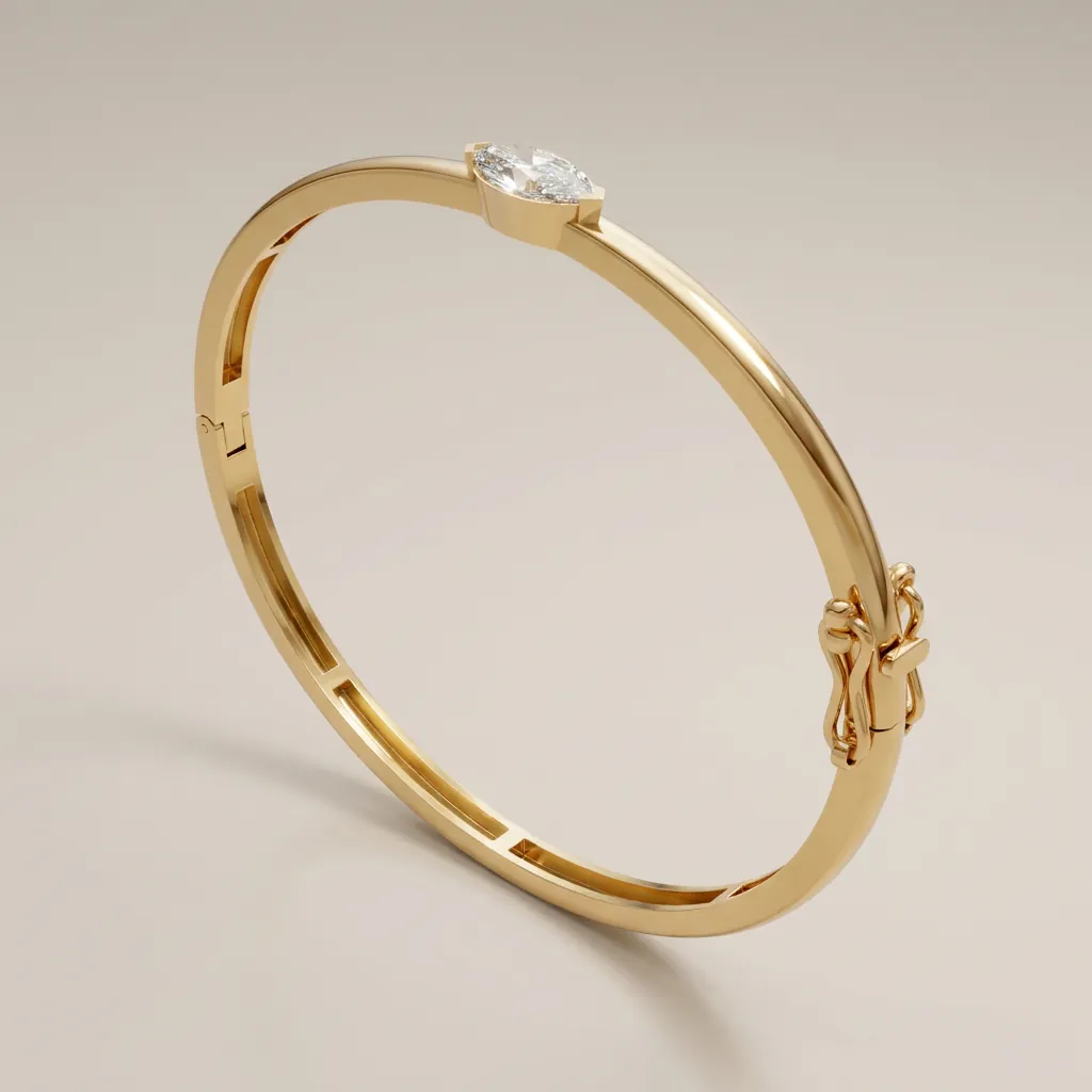 East-West Marquise Diamond Bangle B01984 — 18K gold bracelet by RUT GOLD
