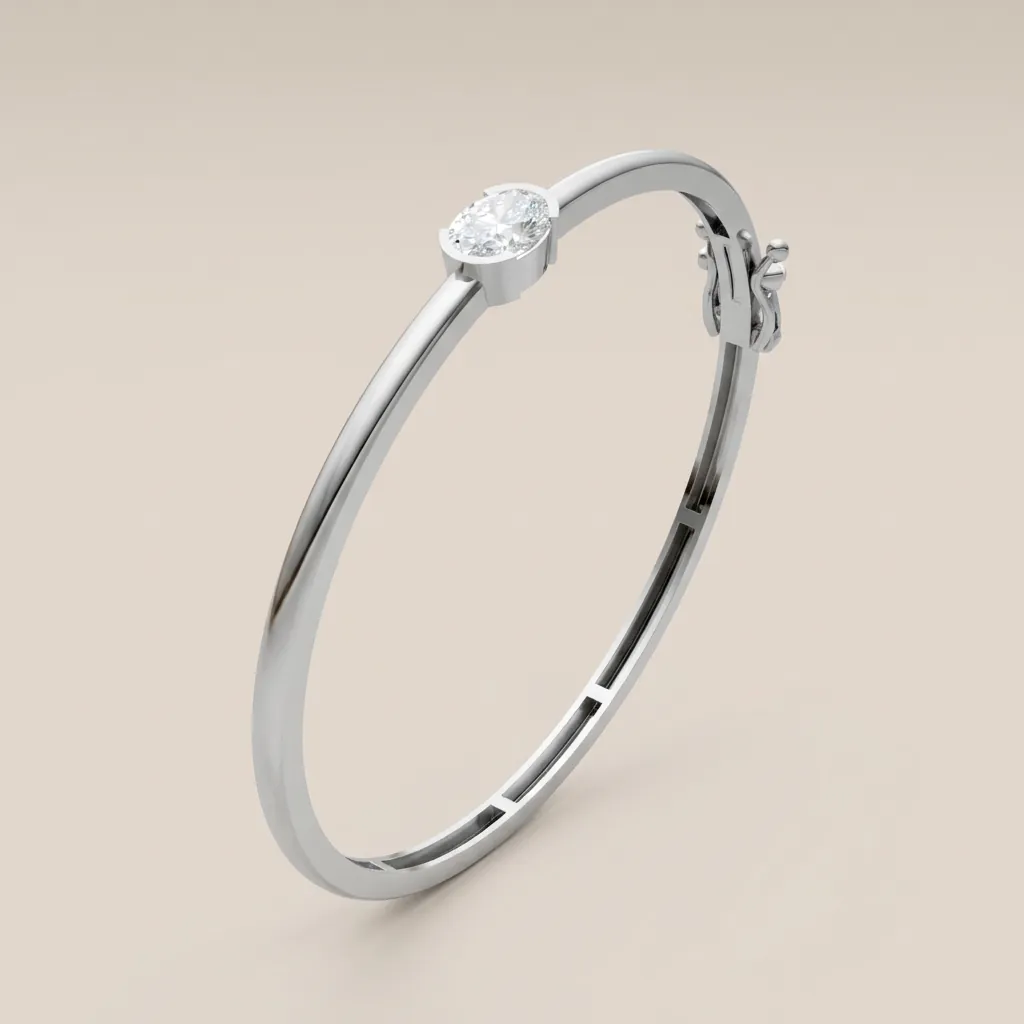 East-West Oval Diamond Bangle B01985 — 18K gold bracelet by RUT GOLD