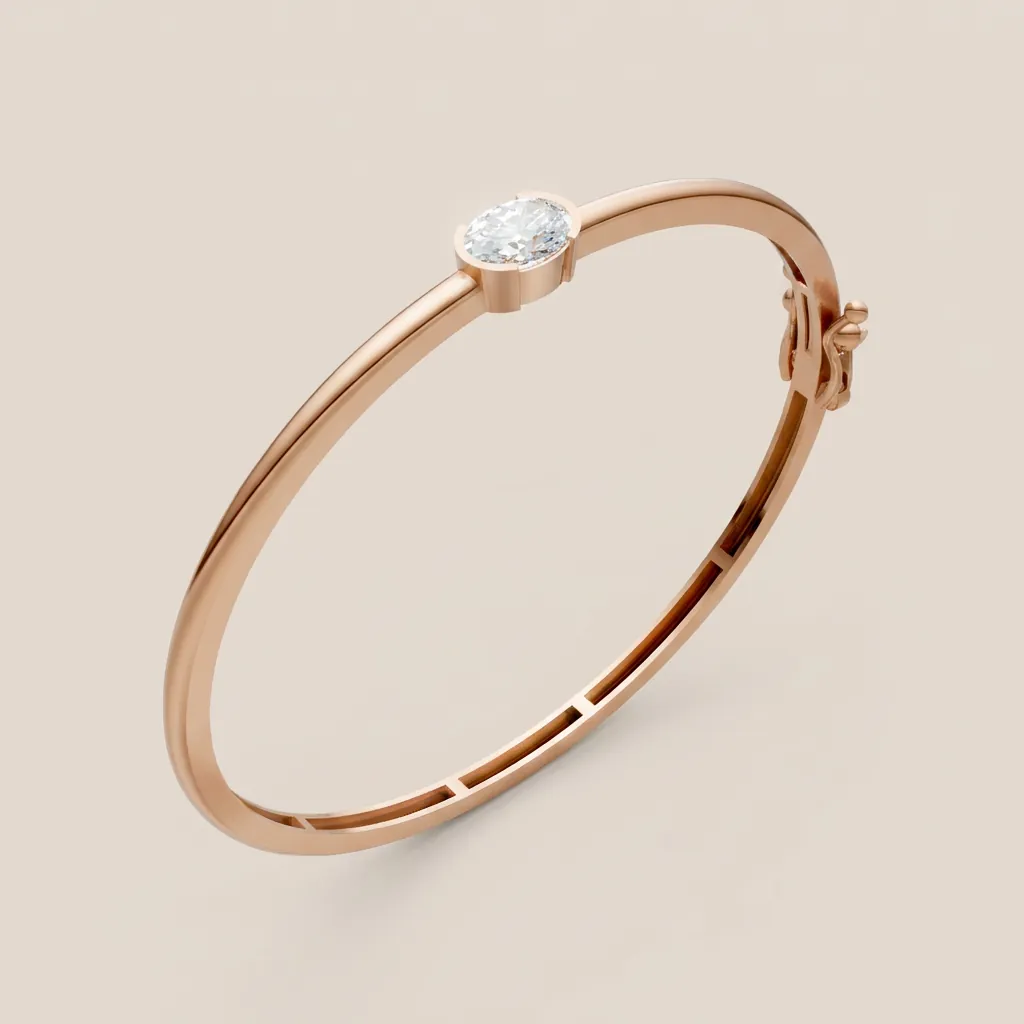 East-West Oval Diamond Bangle B01985 — 18K gold bracelet by RUT GOLD — view 3