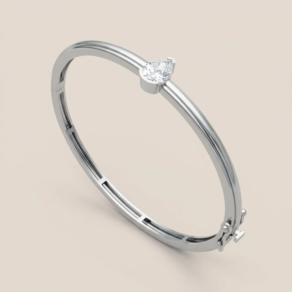 Pear Diamond Solitaire Bangle B01986 — 18K gold bracelet by RUT GOLD — view 4