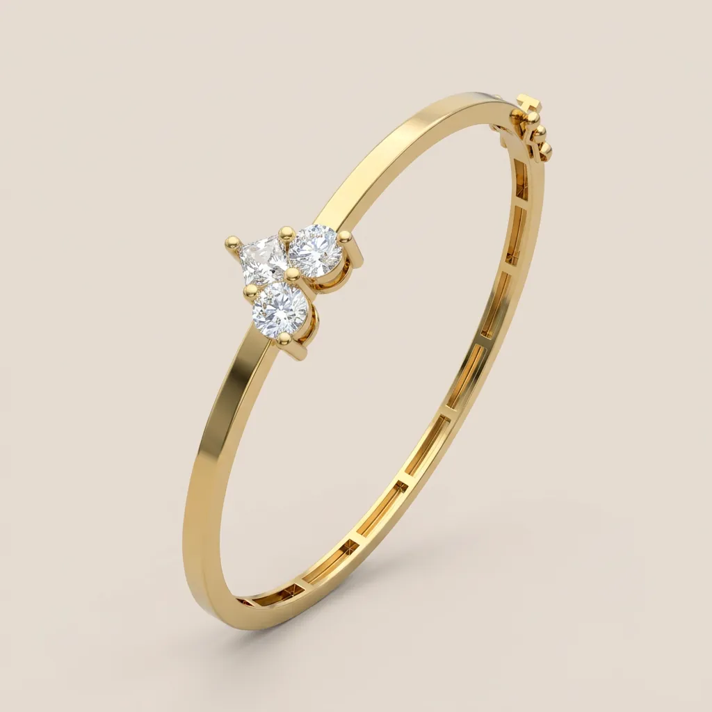 Princess Diamond Cluster Bangle B01982 — 18K gold bracelet by RUT GOLD