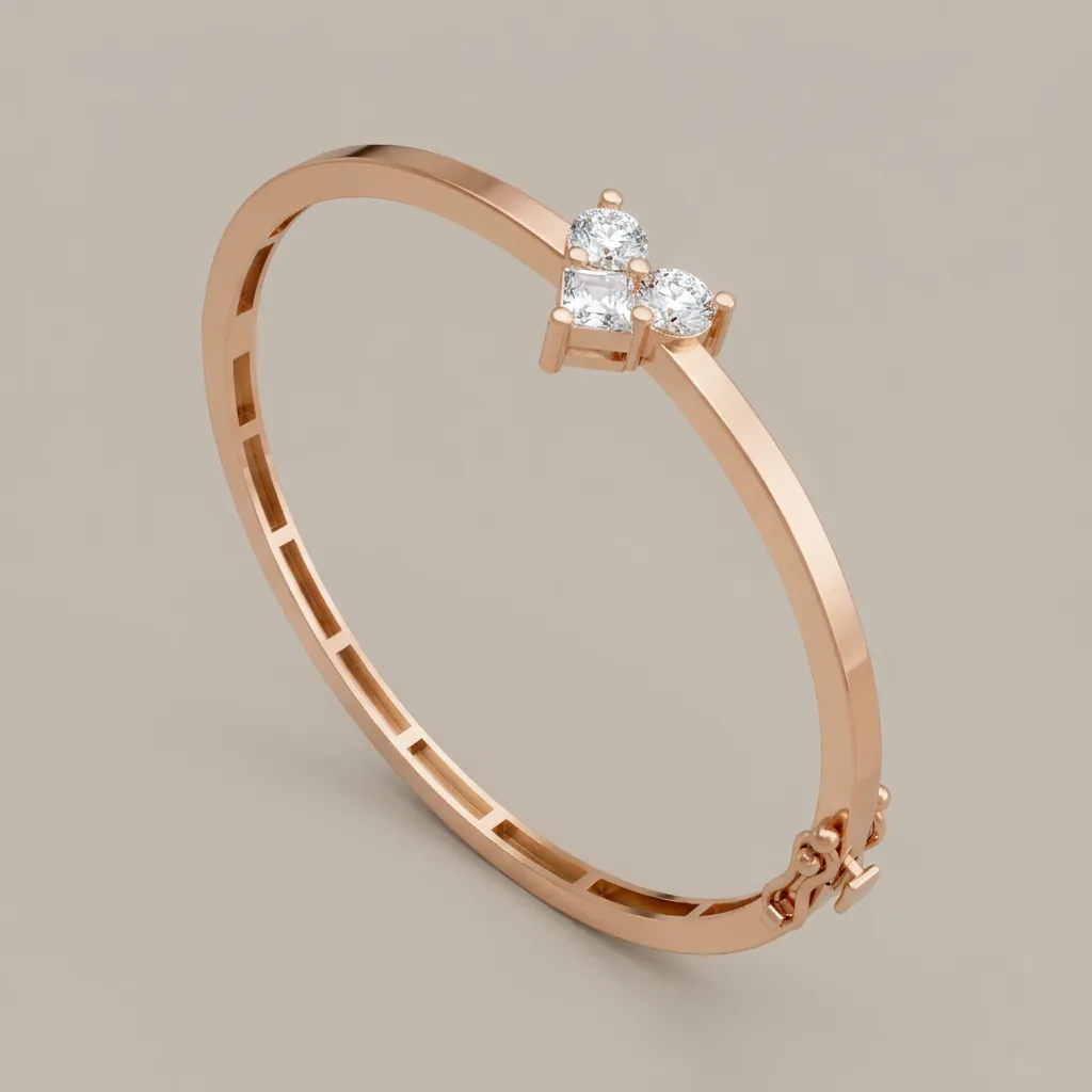 Princess Diamond Cluster Bangle B01982 — 18K gold bracelet by RUT GOLD — view 3