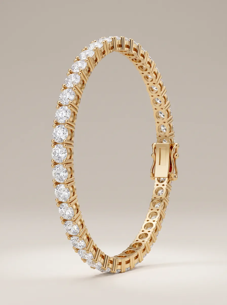 Classic Round Diamond Tennis Bracelet — 18K gold bracelet by RUT GOLD — view 3