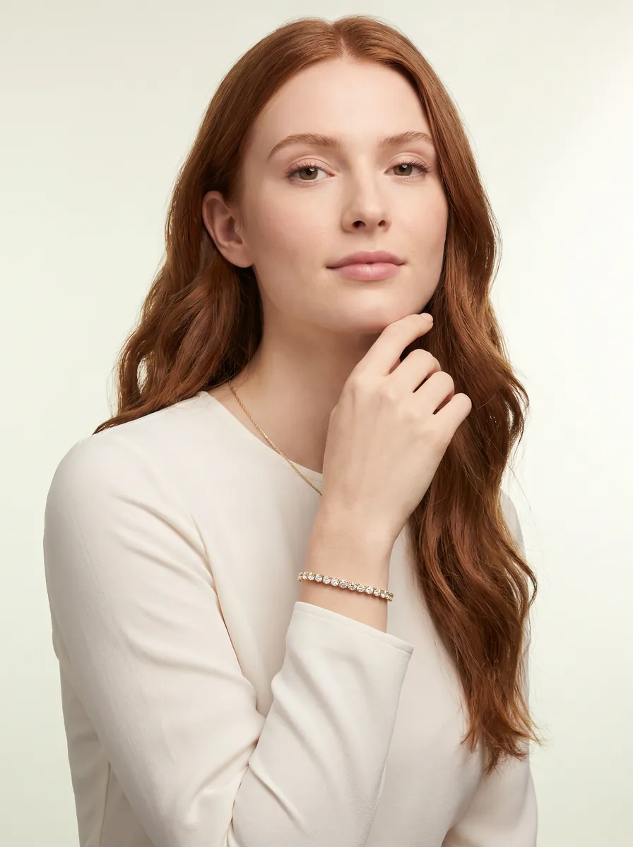 Italian Link Diamond Tennis Bracelet — 18K gold bracelet by RUT GOLD — view 4