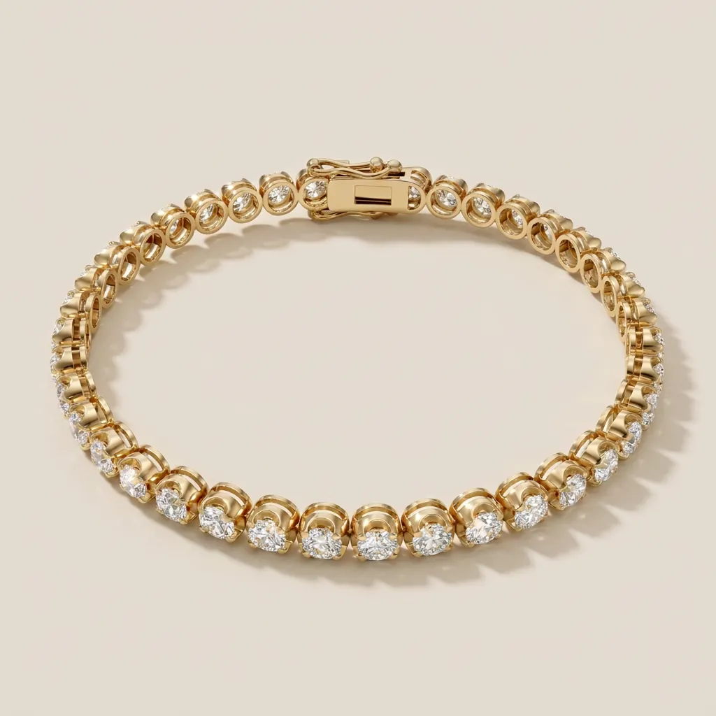 Tiger-Claw Prong Diamond Tennis Bracelet — 18K gold bracelet by RUT GOLD — view 5