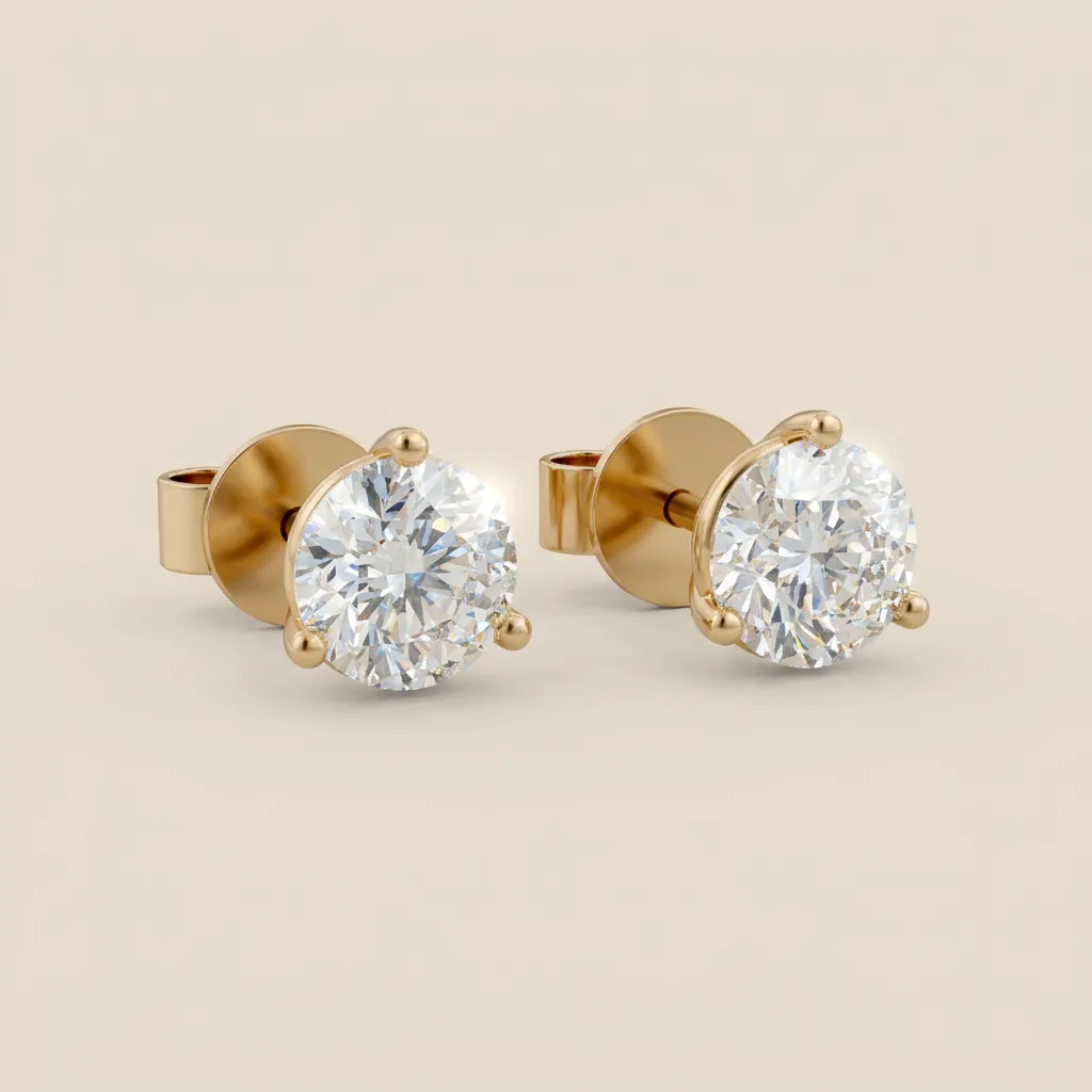 3-Prong Martini Diamond Stud Earrings — 18K gold earrings by RUT GOLD