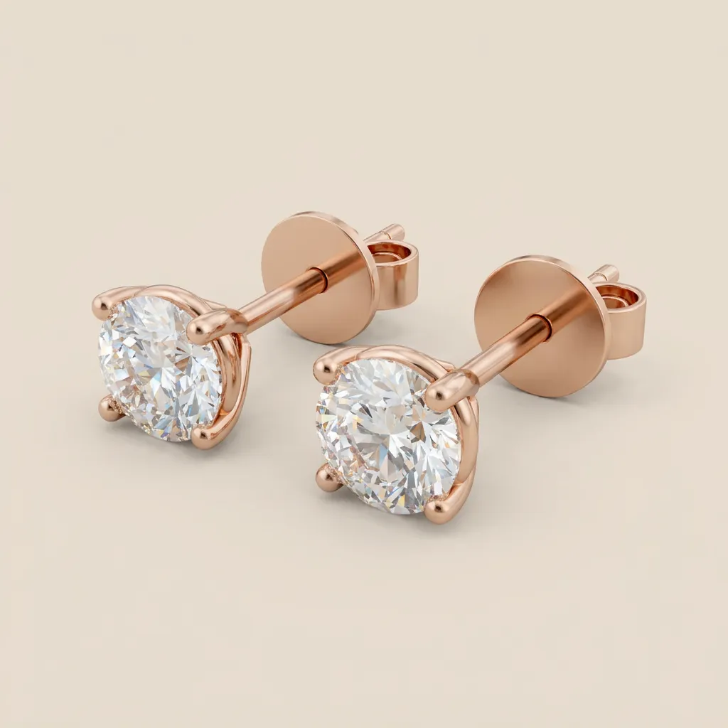 3-Prong Martini Diamond Stud Earrings — 18K gold earrings by RUT GOLD — view 3