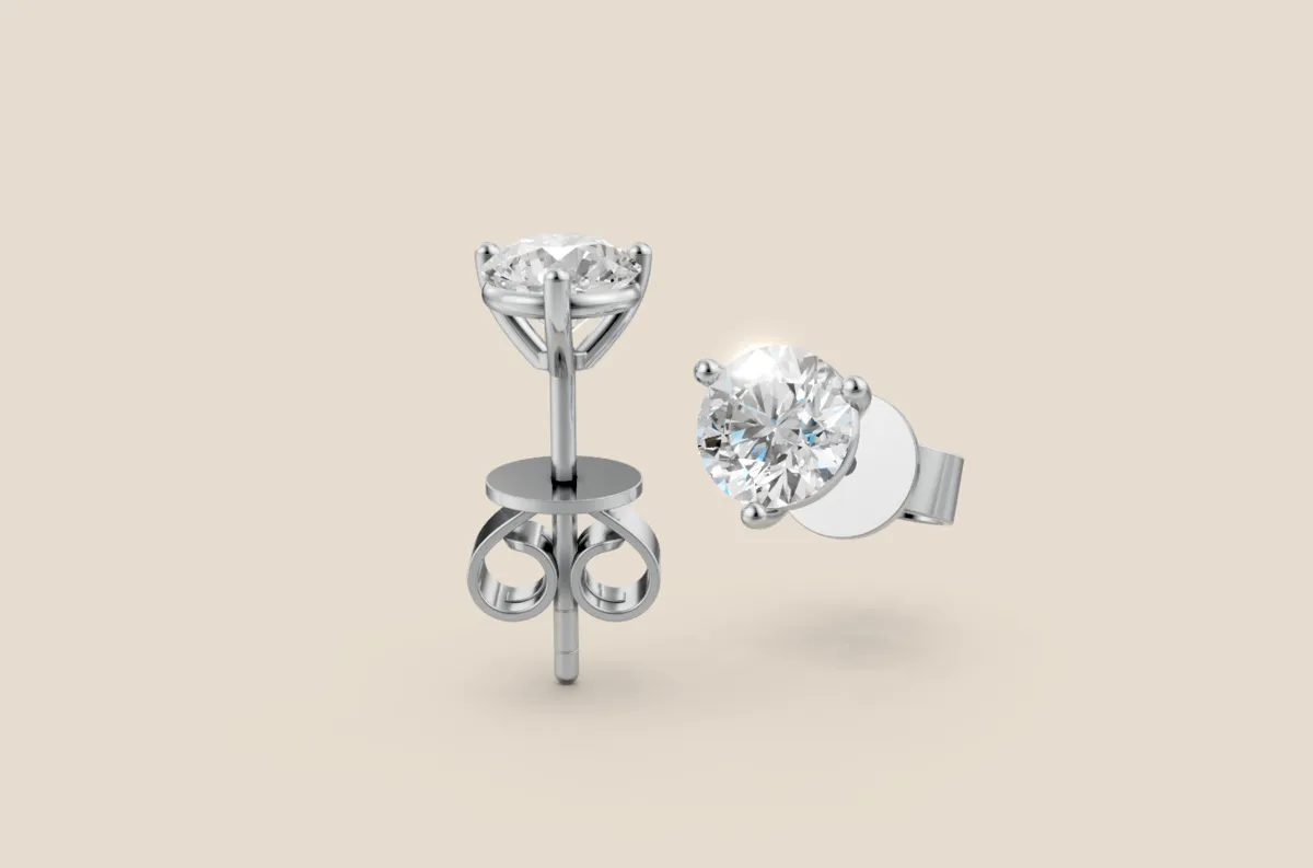 3-Prong Martini Diamond Stud Earrings — 18K gold earrings by RUT GOLD — view 5
