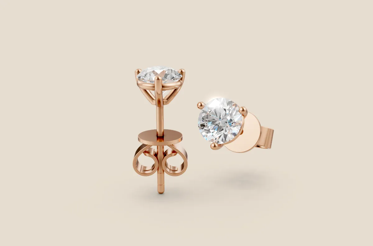 3-Prong Martini Diamond Stud Earrings — 18K gold earrings by RUT GOLD — view 6