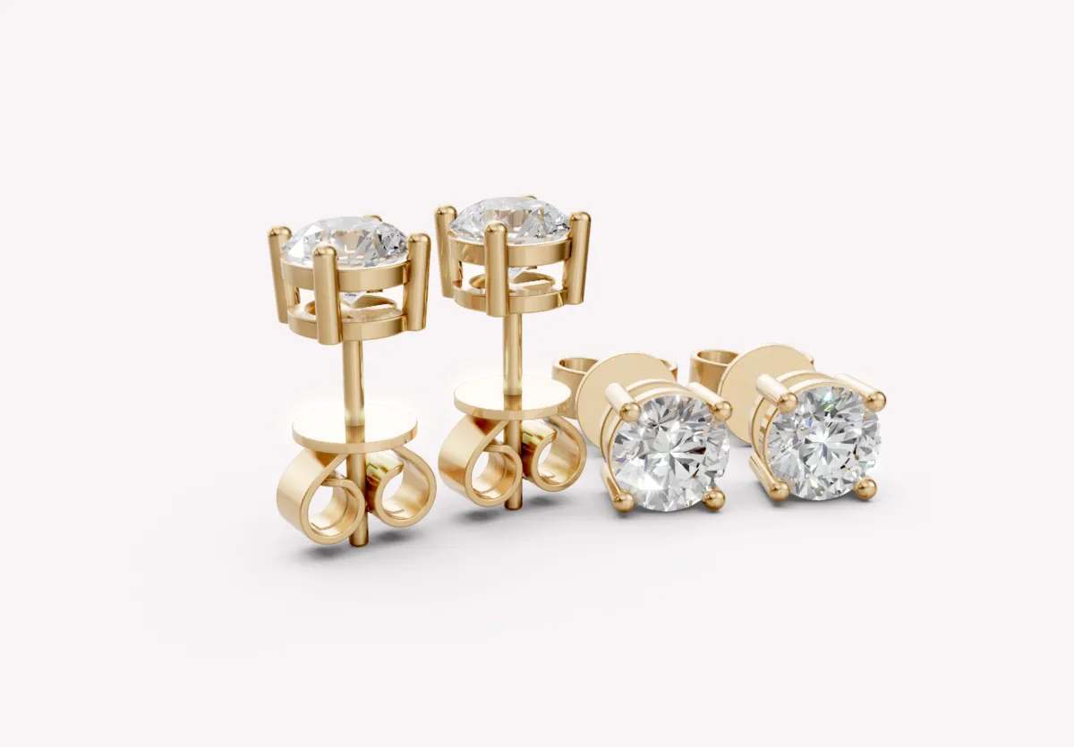4-Prong Basket Diamond Stud Earrings — 18K gold earrings by RUT GOLD