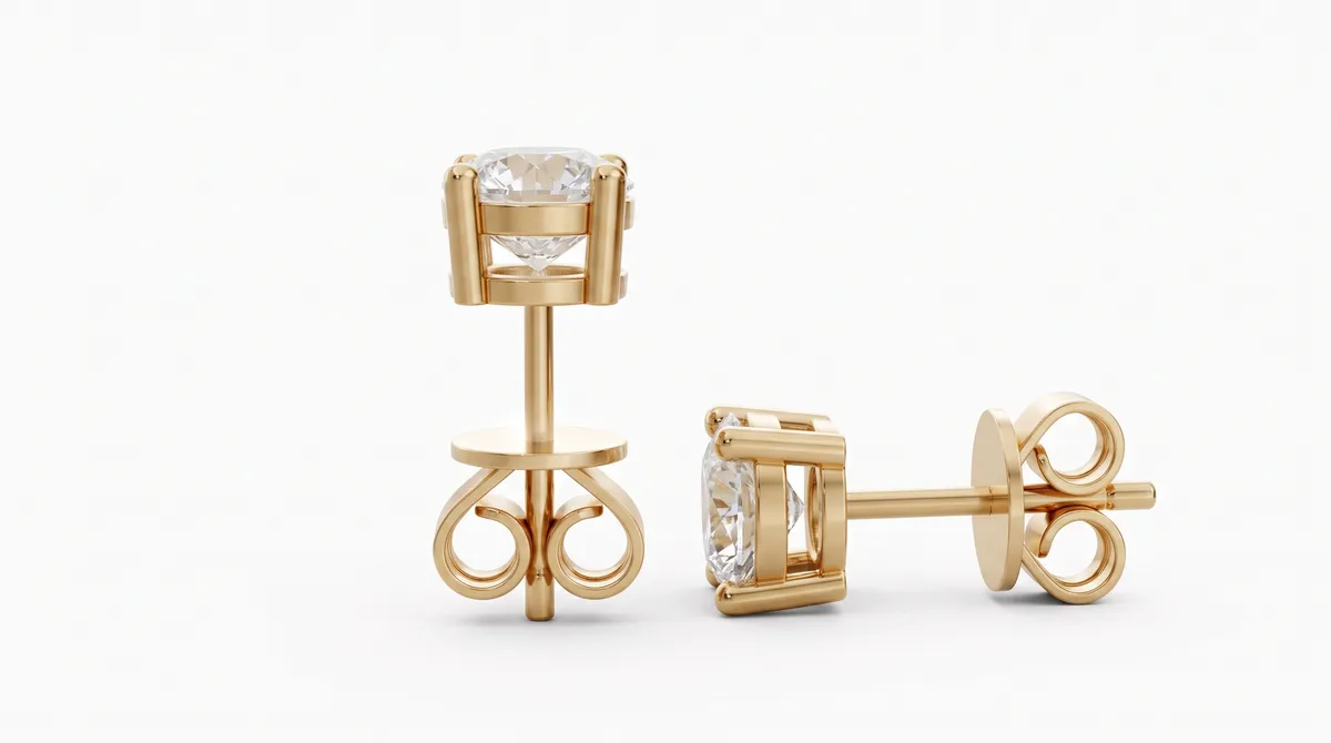 4-Prong Basket Diamond Stud Earrings — 18K gold earrings by RUT GOLD — view 5