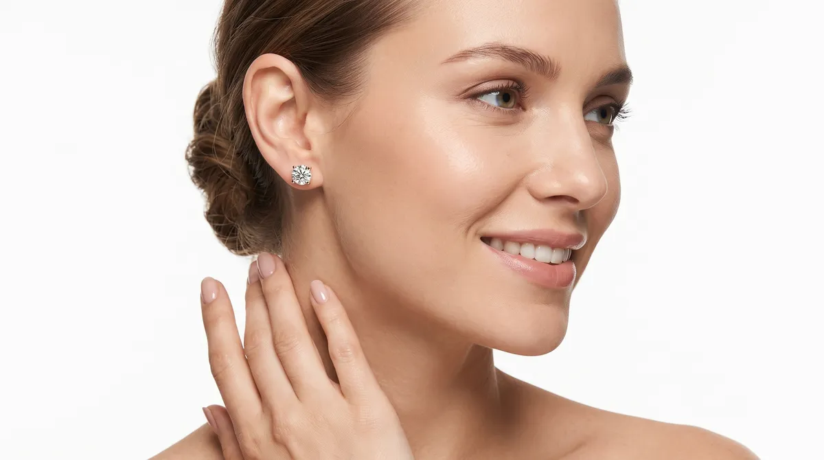 4-Prong Basket Diamond Stud Earrings — 18K gold earrings by RUT GOLD — view 7
