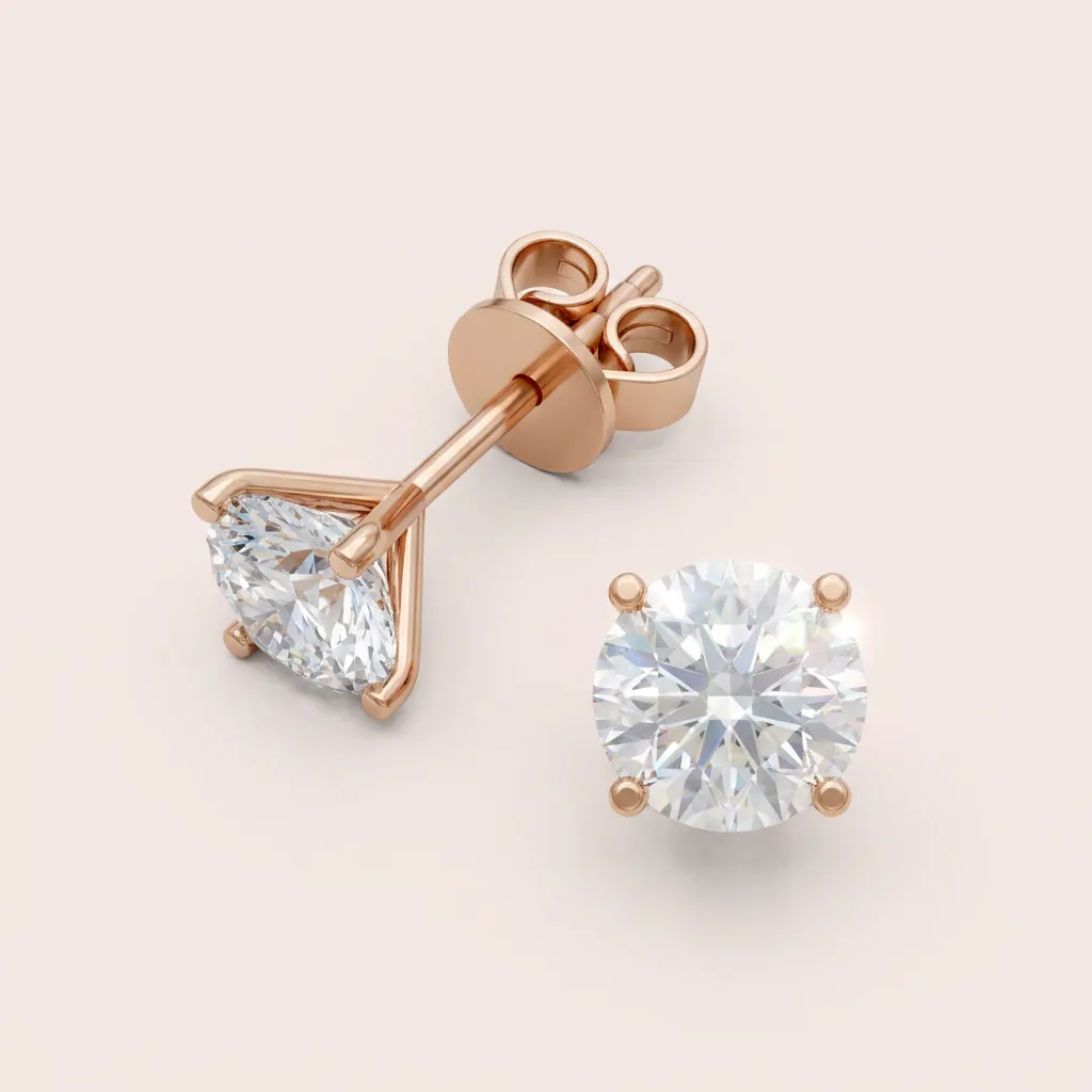 4-Prong Round Diamond Stud Earrings — 18K gold earrings by RUT GOLD