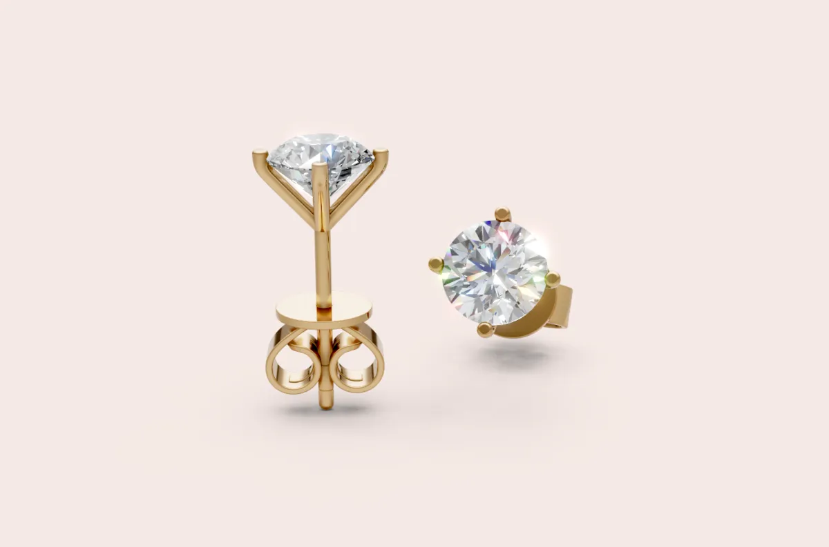 4-Prong Round Diamond Stud Earrings — 18K gold earrings by RUT GOLD — view 4