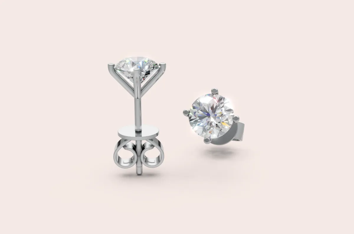 4-Prong Round Diamond Stud Earrings — 18K gold earrings by RUT GOLD — view 5