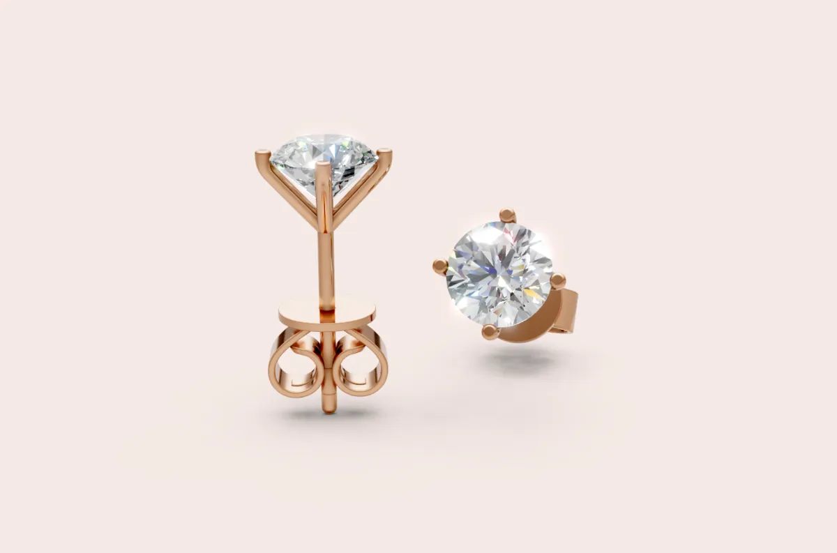 4-Prong Round Diamond Stud Earrings — 18K gold earrings by RUT GOLD — view 6