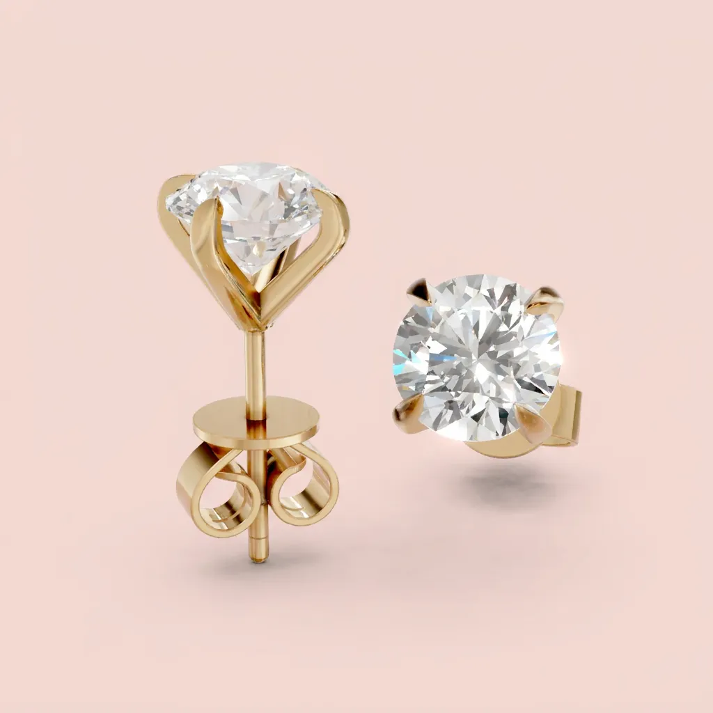 Martini Round Diamond Stud Earrings — 18K gold earrings by RUT GOLD