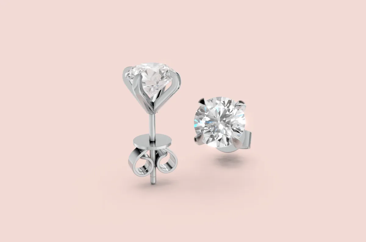 Martini Round Diamond Stud Earrings — 18K gold earrings by RUT GOLD — view 5