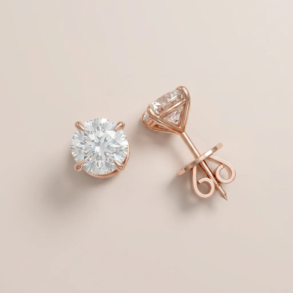 Claw-Prong Round Diamond Solitaire Earrings — 18K gold earrings by RUT GOLD