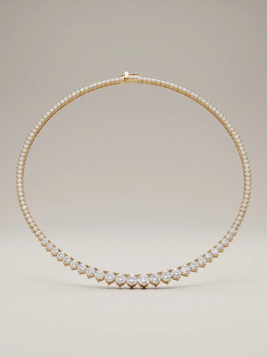 3-Prong Graduated Diamond Tennis Necklace — 18K gold necklace by RUT GOLD