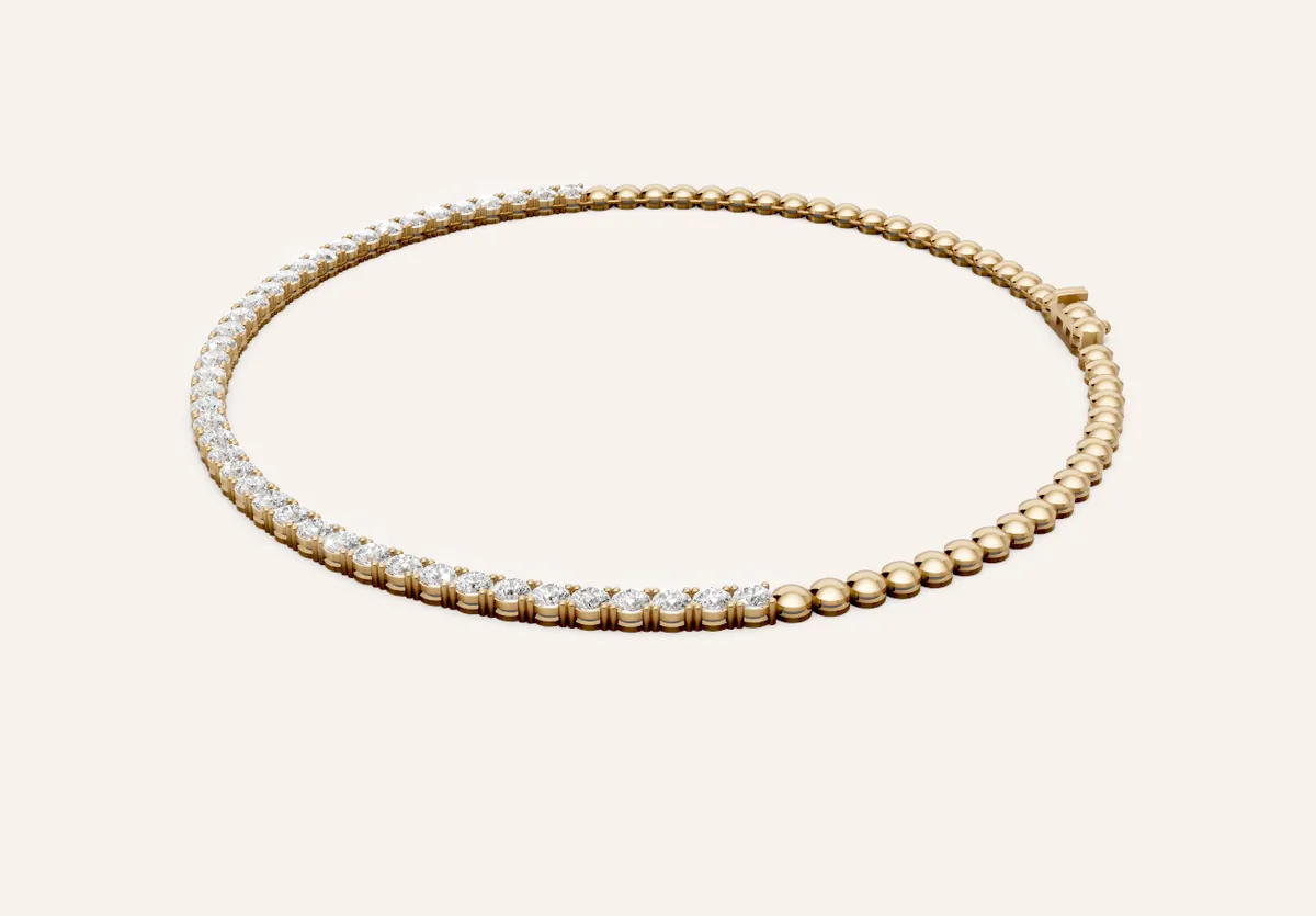 4-Prong Half Diamond Tennis Necklace — 18K gold necklace by RUT GOLD
