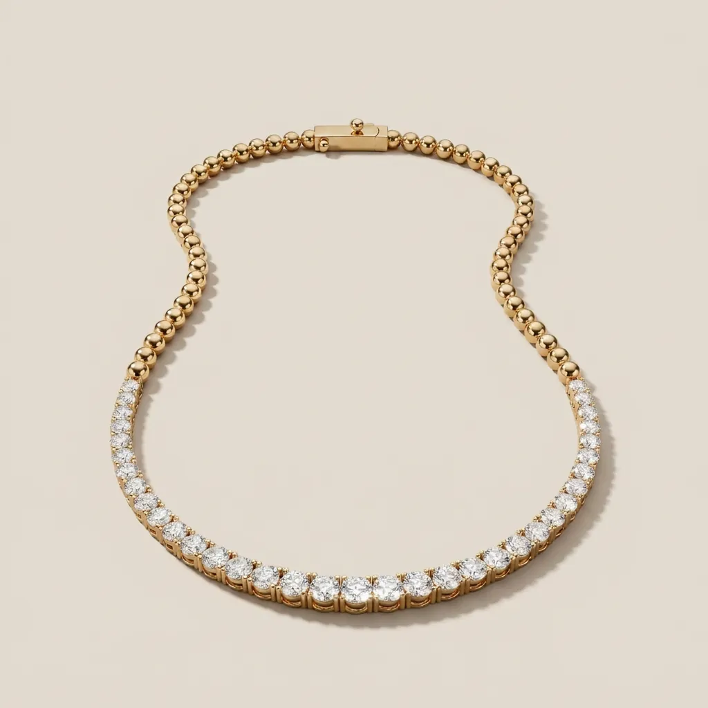 4-Prong Half Graduated Diamond Tennis Necklace — 18K gold necklace by RUT GOLD