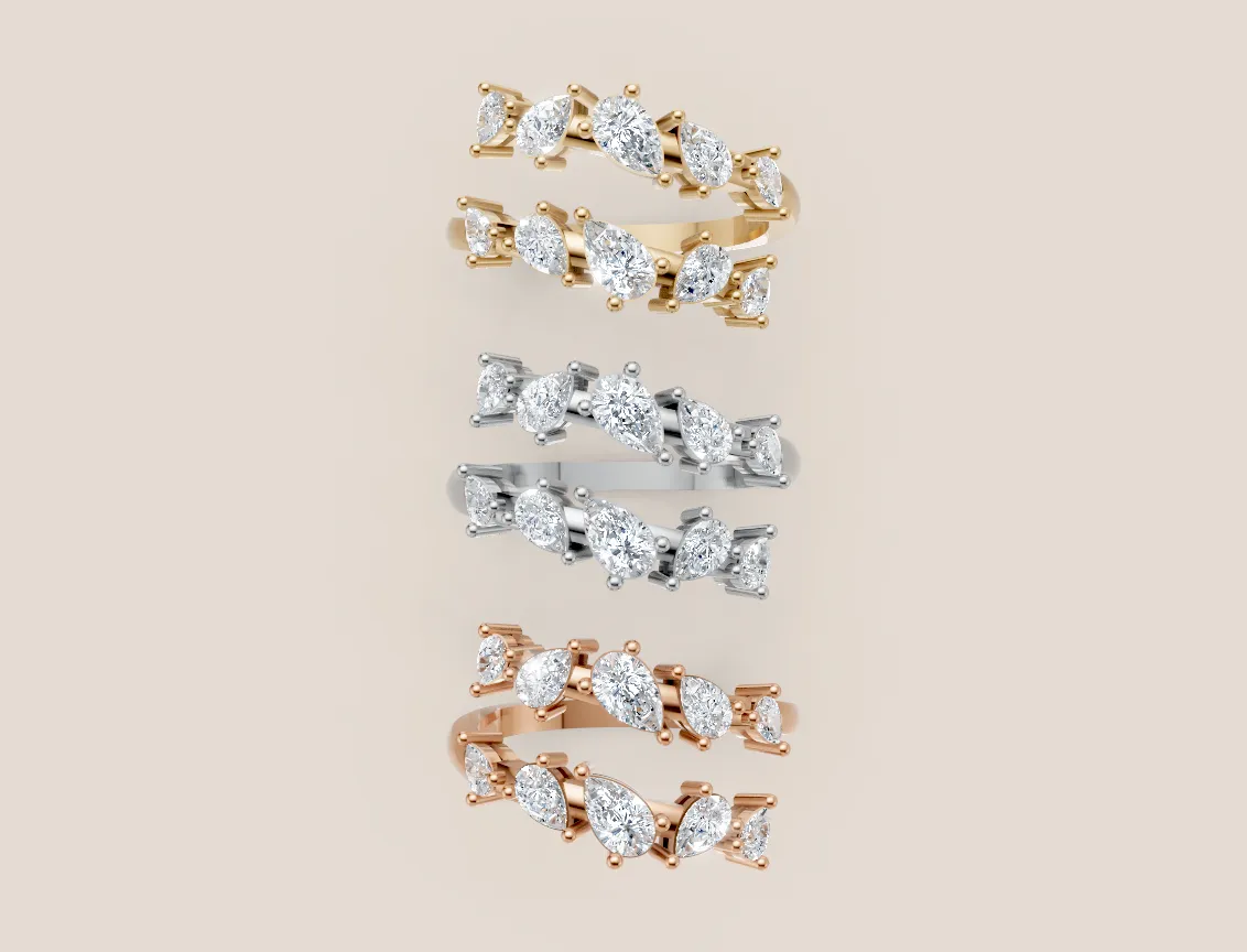 Marquise & Pear Diamond Scatter Cocktail Ring R00939 — 18K gold ring by RUT GOLD — view 4