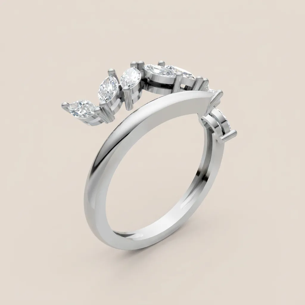 Marquise Diamond Wrap Open Ring R00942 — 18K gold ring by RUT GOLD
