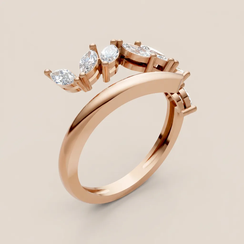Marquise Diamond Wrap Open Ring R00942 — 18K gold ring by RUT GOLD — view 5