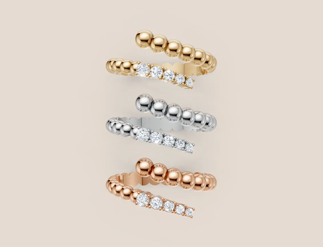 Gold Bead & Diamond Open Ring R00962 — 18K gold ring by RUT GOLD — view 4