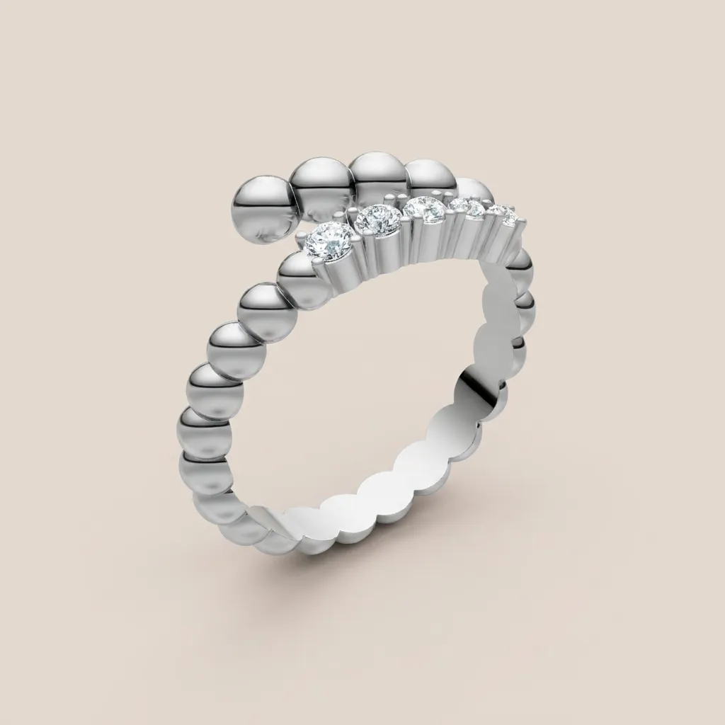 Gold Bead & Diamond Open Ring R00962 — 18K gold ring by RUT GOLD — view 6