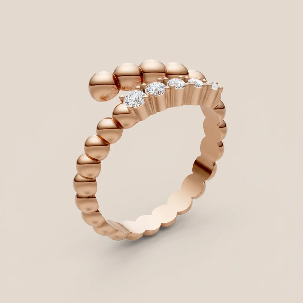 Gold Bead & Diamond Open Ring R00962 — 18K gold ring by RUT GOLD — view 7