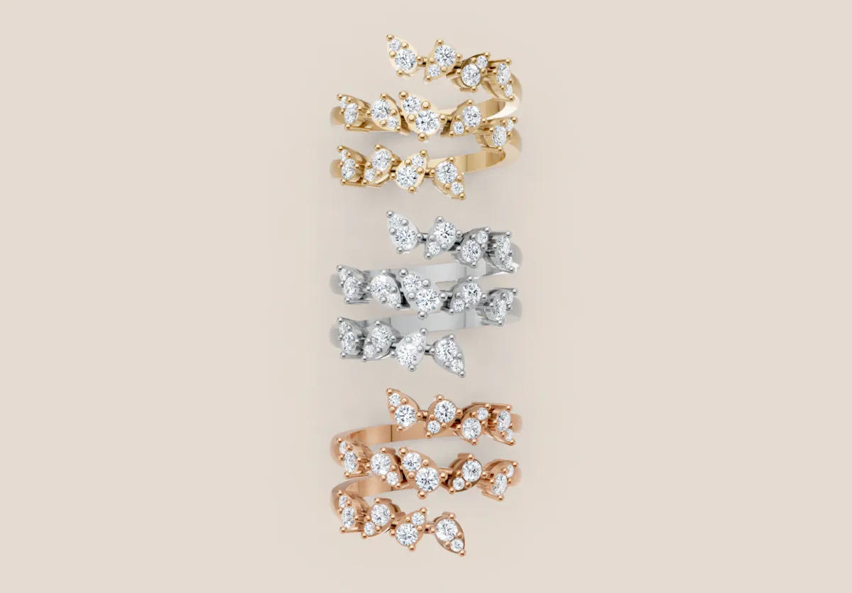Illusion Diamond Cluster Double-Row Cocktail Ring R00982 — 18K gold ring by RUT GOLD — view 4
