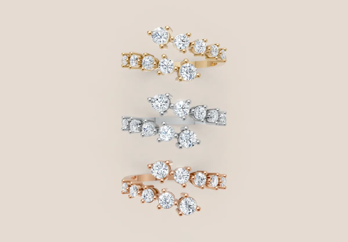 Mixed-Cut Diamond Scatter Ring R00986 — 18K gold ring by RUT GOLD — view 4