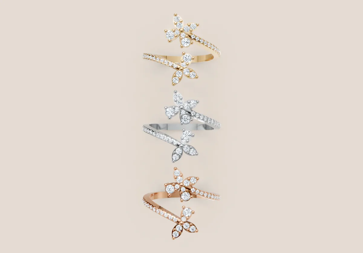 Marquise Diamond Spray Pavé Bypass Ring R00994 — 18K gold ring by RUT GOLD — view 4