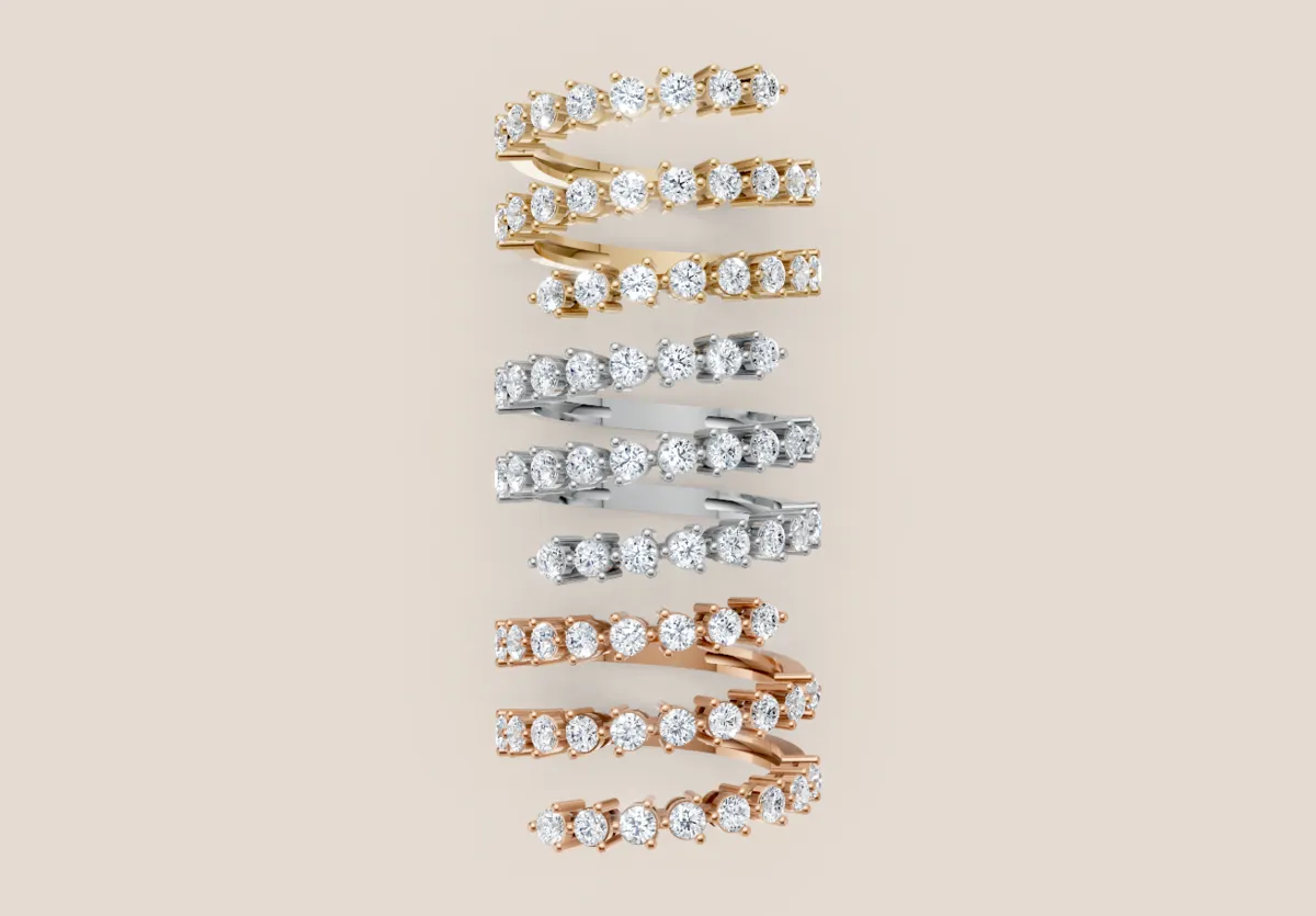 Round Diamond Triple-Row Wrap Ring R01002 — 18K gold ring by RUT GOLD — view 4