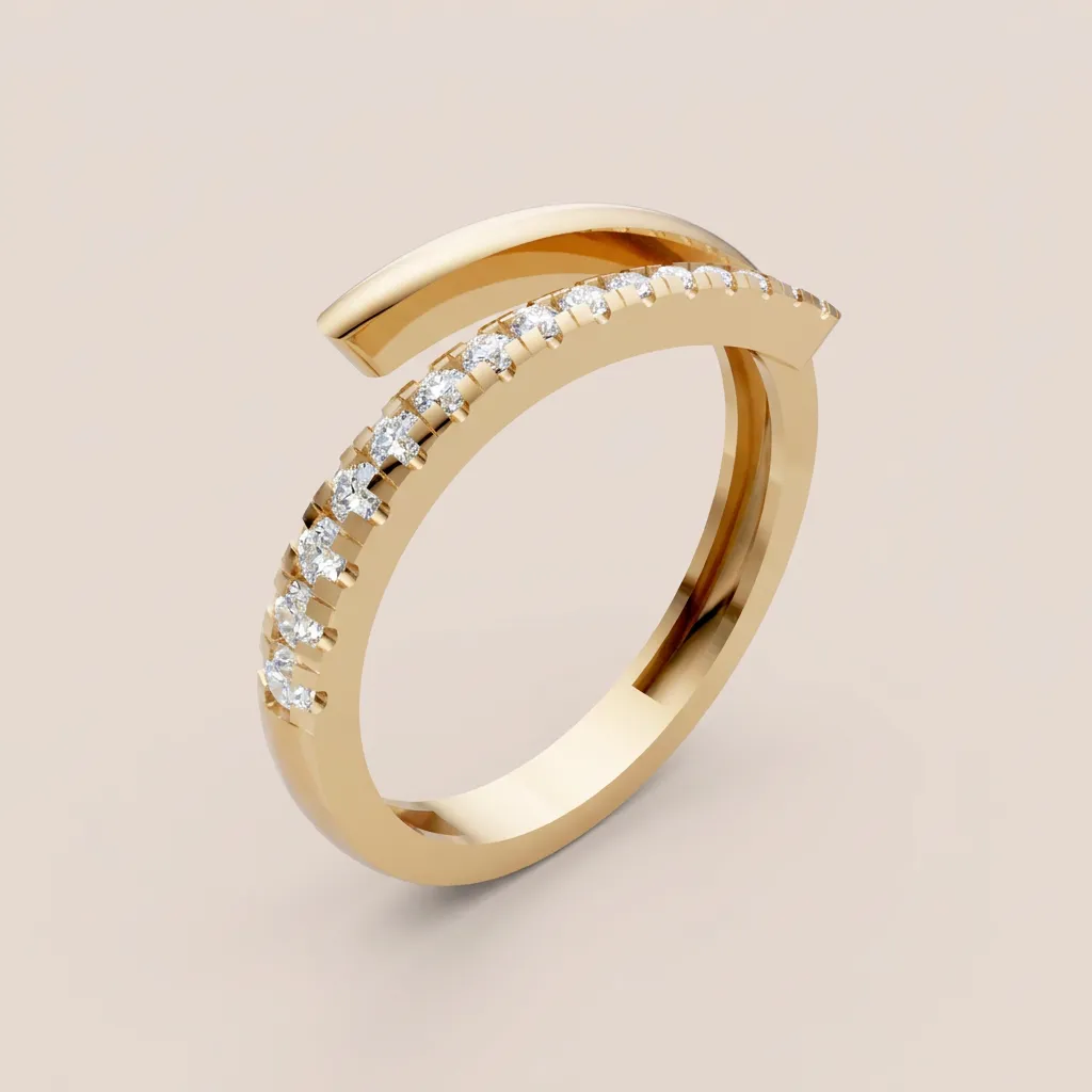 Pavé Diamond Wrap Bypass Ring R01014 — 18K gold ring by RUT GOLD