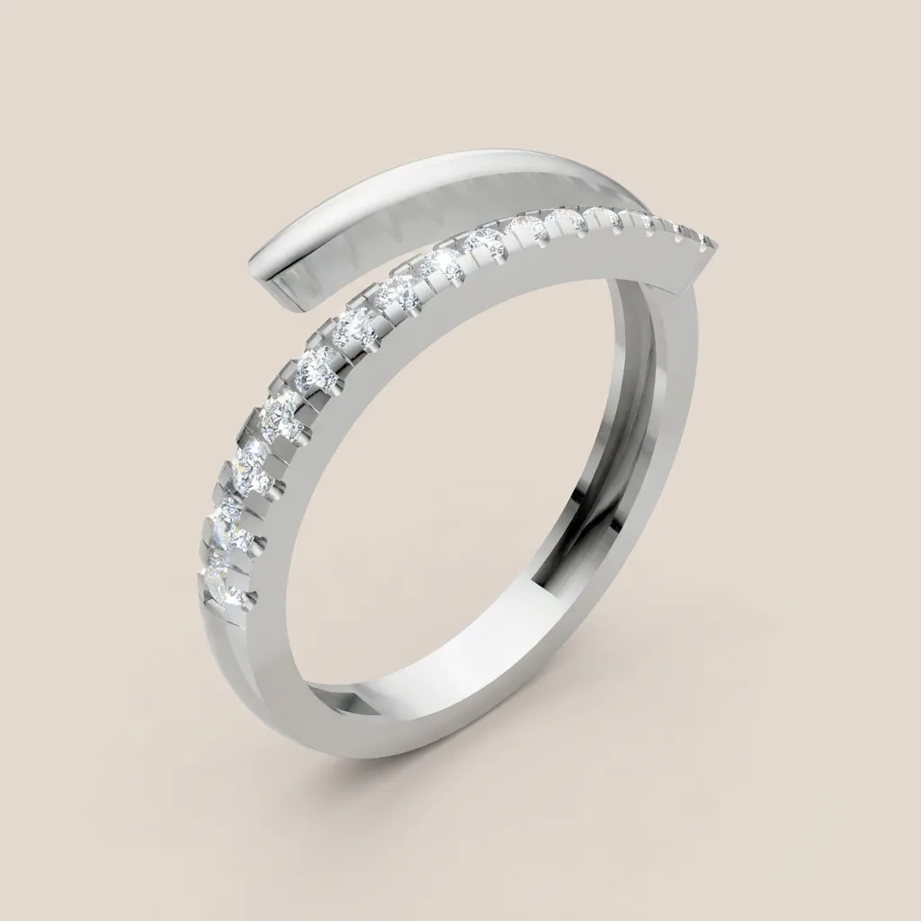Pavé Diamond Wrap Bypass Ring R01014 — 18K gold ring by RUT GOLD — view 5
