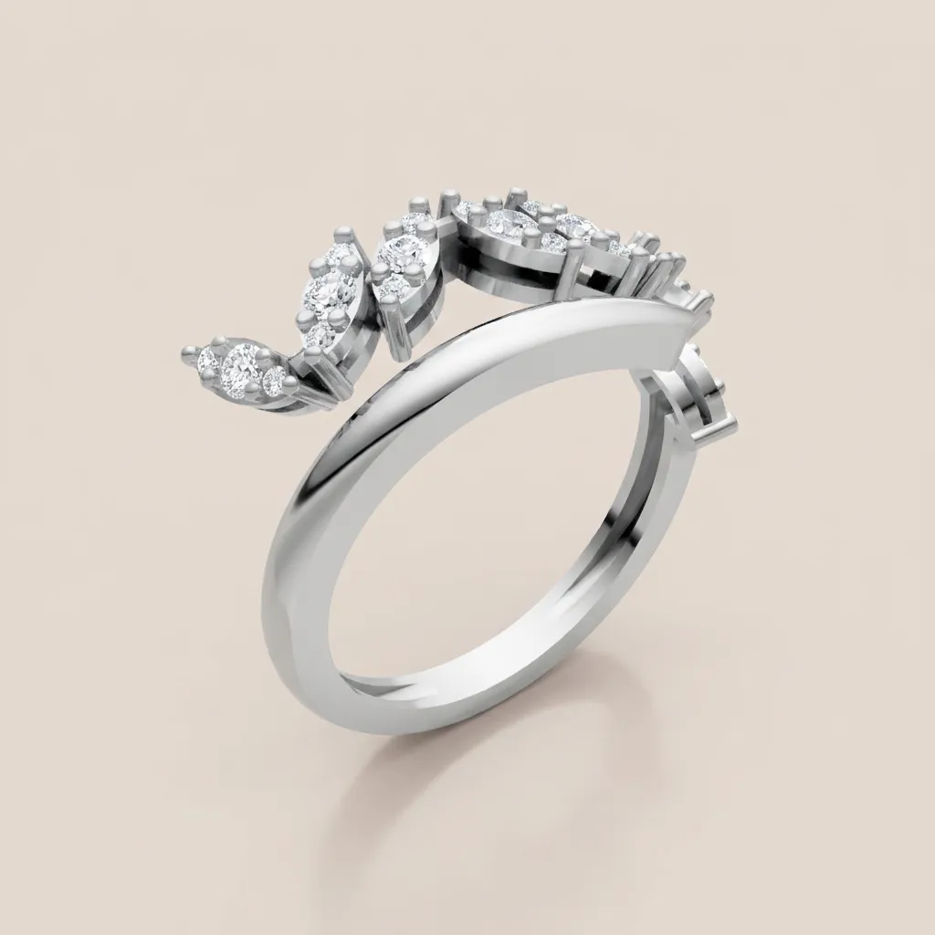 Marquise Diamond Zigzag Bypass Ring R00943 — 18K gold ring by RUT GOLD