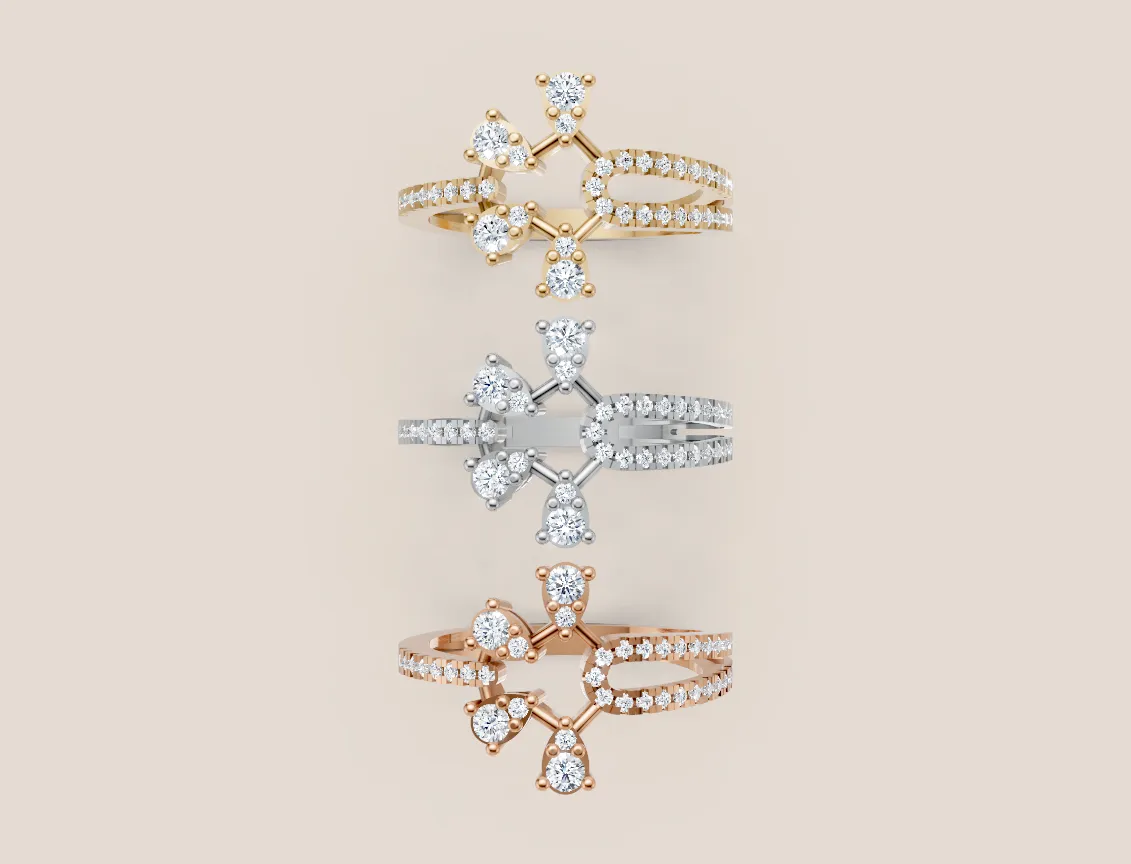Mixed-Cut Diamond Crown Pavé Ring R00951 — 18K gold ring by RUT GOLD — view 4